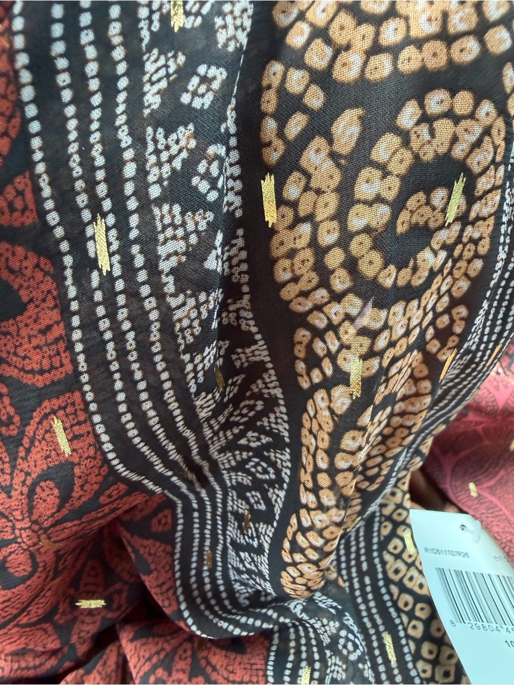 Rabbit Rabbit Rabbit Rust Multi Handkerchief-Hem Midi Dress - Picture 5 of 5